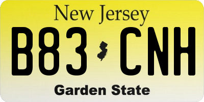 NJ license plate B83CNH