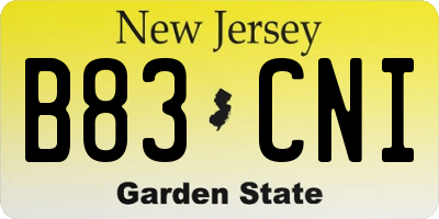 NJ license plate B83CNI
