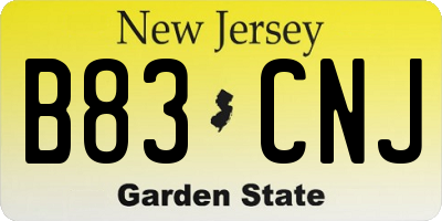 NJ license plate B83CNJ