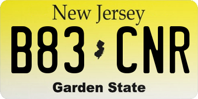 NJ license plate B83CNR