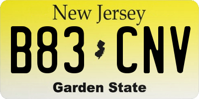 NJ license plate B83CNV