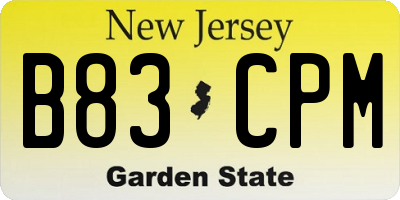 NJ license plate B83CPM