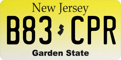 NJ license plate B83CPR