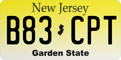 NJ license plate B83CPT