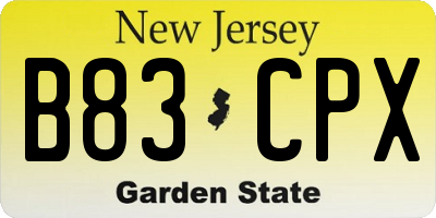 NJ license plate B83CPX