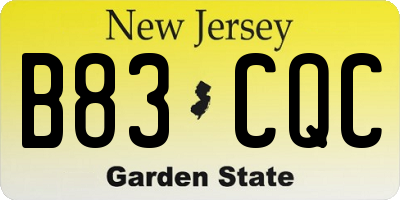 NJ license plate B83CQC