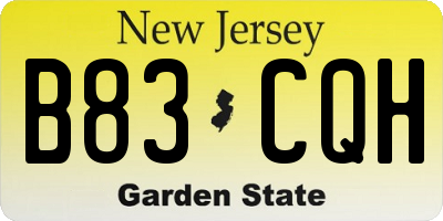 NJ license plate B83CQH