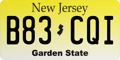 NJ license plate B83CQI