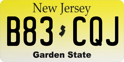 NJ license plate B83CQJ