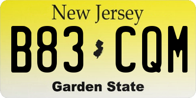 NJ license plate B83CQM