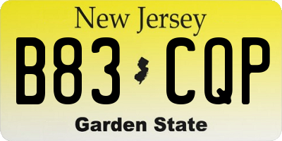 NJ license plate B83CQP