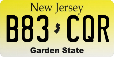 NJ license plate B83CQR