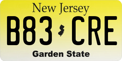 NJ license plate B83CRE