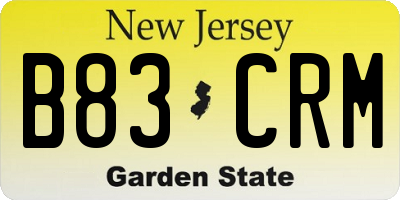 NJ license plate B83CRM
