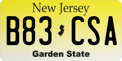 NJ license plate B83CSA