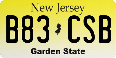 NJ license plate B83CSB