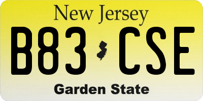 NJ license plate B83CSE