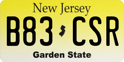 NJ license plate B83CSR