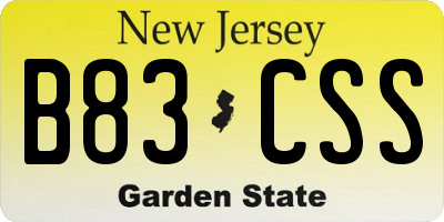 NJ license plate B83CSS