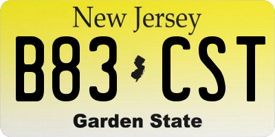 NJ license plate B83CST