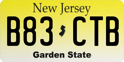 NJ license plate B83CTB