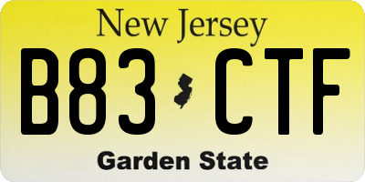 NJ license plate B83CTF