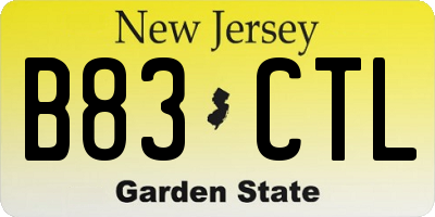 NJ license plate B83CTL