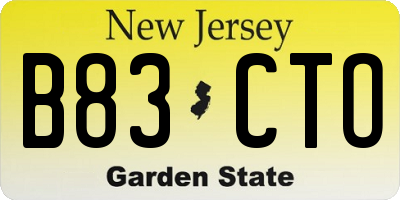 NJ license plate B83CTO