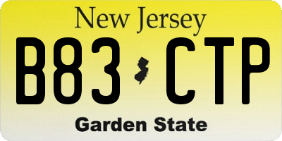 NJ license plate B83CTP
