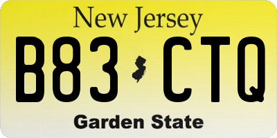 NJ license plate B83CTQ