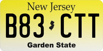 NJ license plate B83CTT