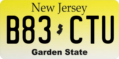 NJ license plate B83CTU