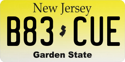 NJ license plate B83CUE