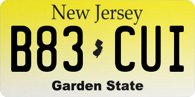 NJ license plate B83CUI