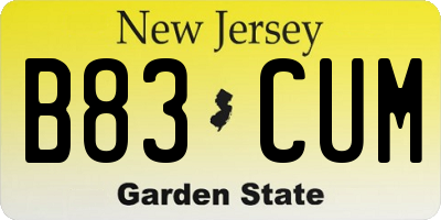 NJ license plate B83CUM
