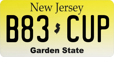 NJ license plate B83CUP
