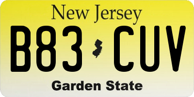 NJ license plate B83CUV