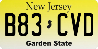 NJ license plate B83CVD