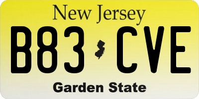 NJ license plate B83CVE