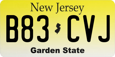 NJ license plate B83CVJ