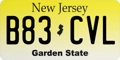 NJ license plate B83CVL