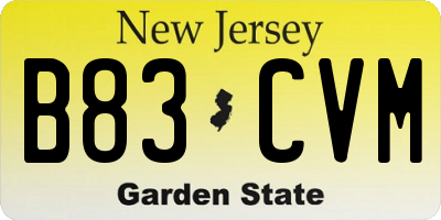NJ license plate B83CVM