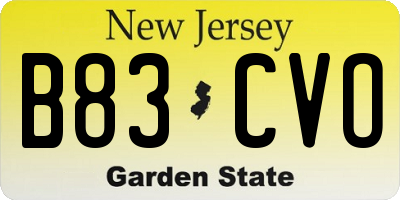NJ license plate B83CVO