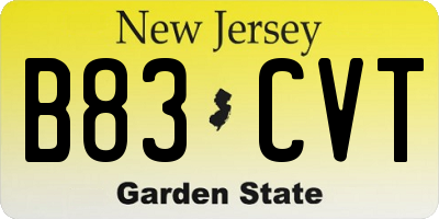 NJ license plate B83CVT
