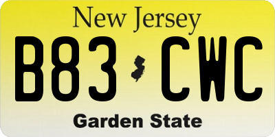 NJ license plate B83CWC