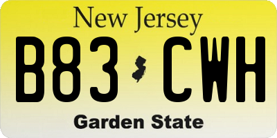 NJ license plate B83CWH