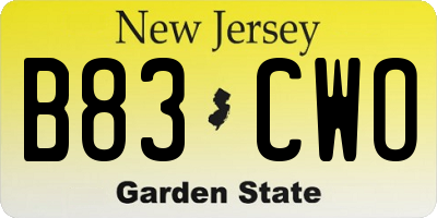 NJ license plate B83CWO