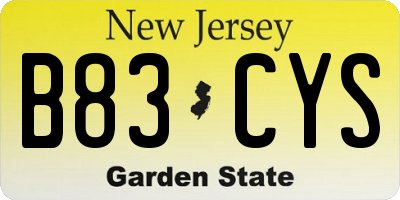 NJ license plate B83CYS