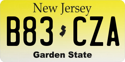 NJ license plate B83CZA