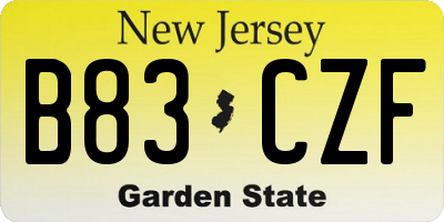 NJ license plate B83CZF
